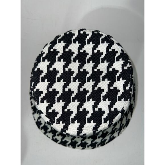 Christian Dior Houndstooth Black White Jacquard Cotton Logo Sun Bucket Hat 57 main image 5